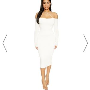 Naked Wardrobe Off-White Strap Dress, Size XS